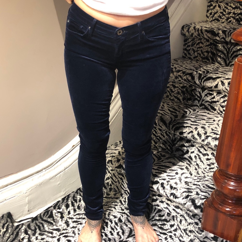 AG 27 The Legging Super Skinny Blue Velvet Jeans